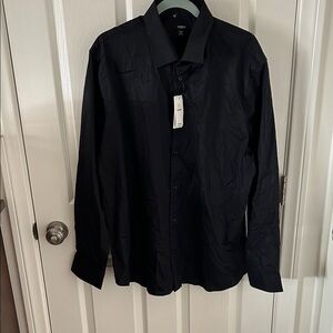 Express Mens Black Slim Fit Button Down Textured Dress Shirt,Size XL, NWT